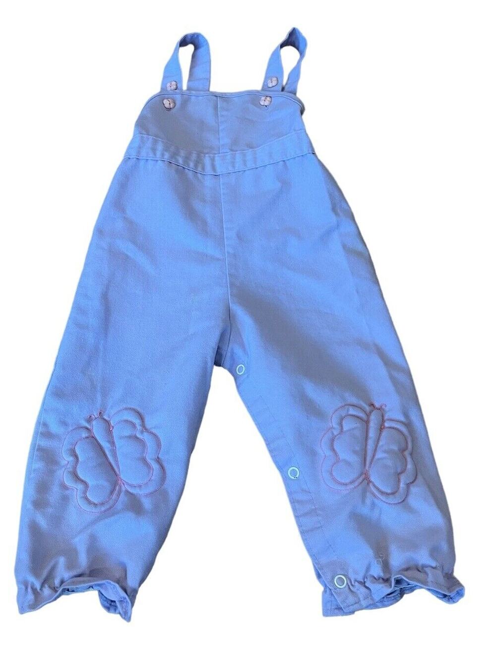 VTG Sears Kids Purple Butterflies Overalls Size 32.5-36” 26-31 Lbs 80’s READ
